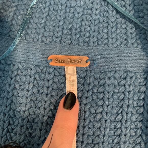 Free People Cardigan Womens M Medium Chunky Knit Swim Too Deep Button Up Sweater - Picture 9 of 12